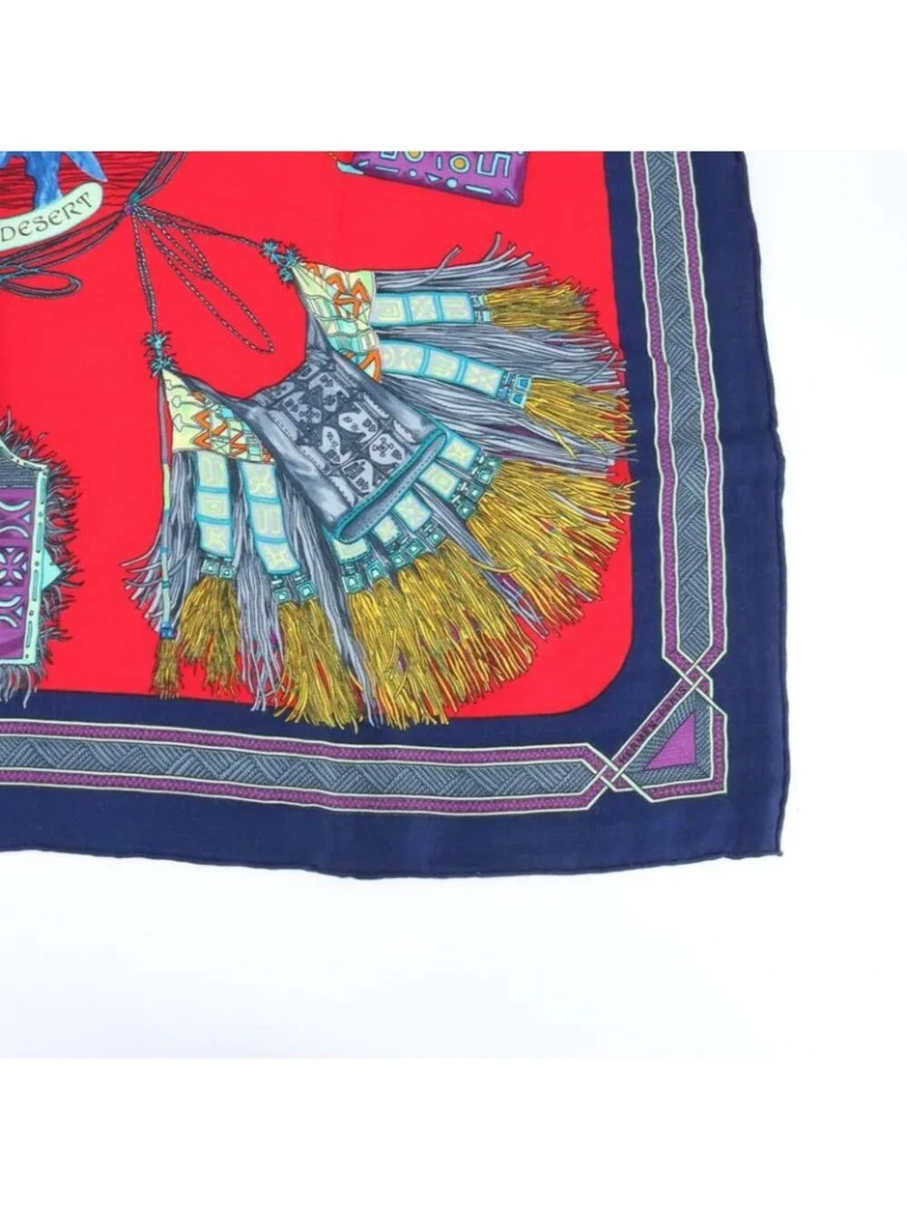 ★SOLD★ Hermes Tag Carre 90 Cuirs du Desert Leather Ornament Cashmere Scarf - Picture 4 of 7